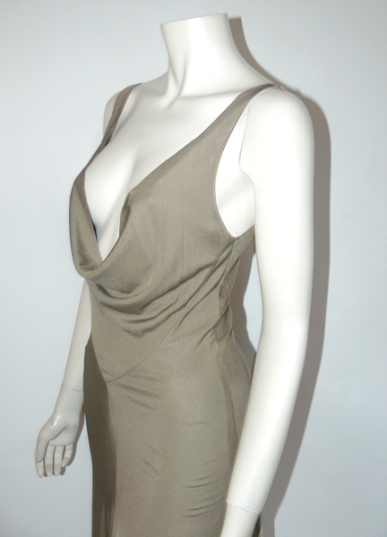 Robe Vintage En Soie Thierry Mugler - Taille 38, Bleu, Longueur 106 Cm - Occasion Très Bon état