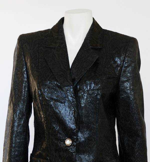 Veste En Cuir Escada - Taille 38 - Noir - Doublure Soie - Occasion Très Bon état