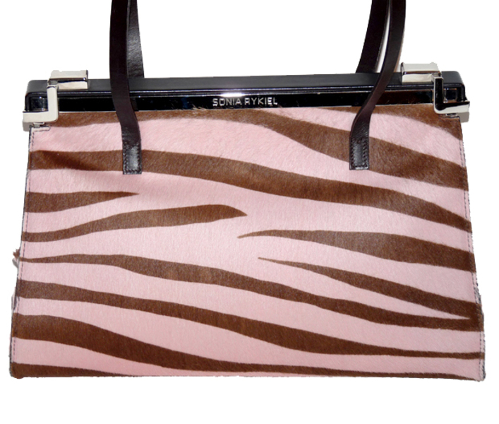 Mules Sonia Rykiel Vintage Fourrure Zébrée Marron - Taille 39 - Bon état - Occasion