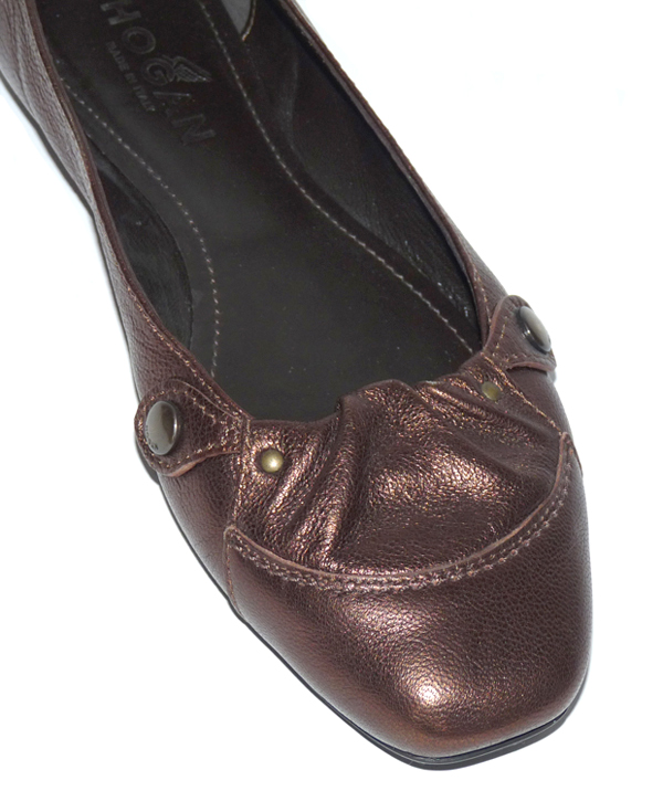 Ballerines Hogan En Cuir Argenté, Pointure 36 EU - Occasion Très Bon état, Fabriqué En Italie