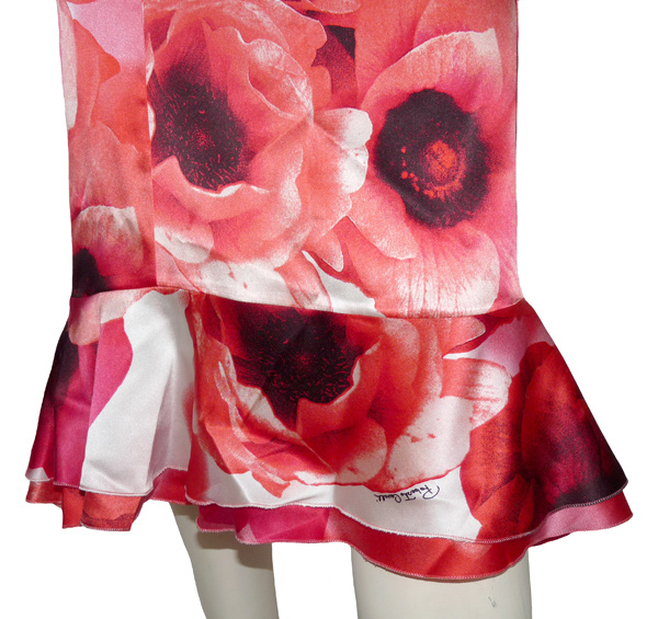 Short Élégant En Soie Roberto Cavalli Femme - Motif Fleurs Blanches Et Violettes - Tailles 40/42