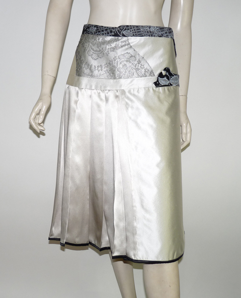 Jupe Chic En Soie Beige Marron Elegance Paris - Taille 36 Neuve Avec étiquettes