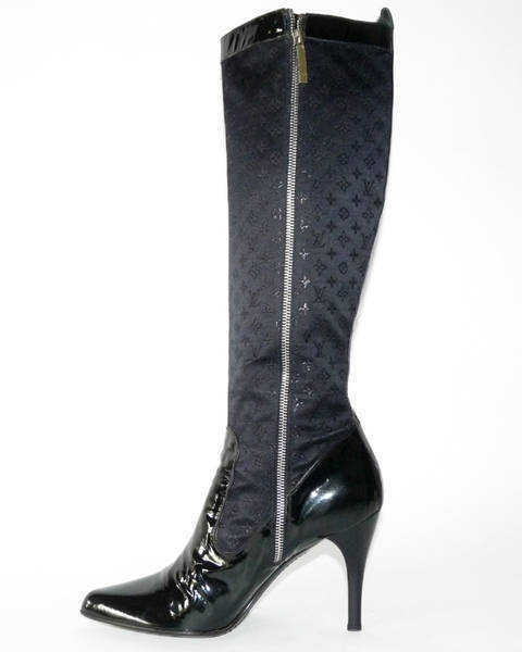 Bottes BALLY Madeleine Suisse Vintage - Cuir Et Cuir Verni Noir - Taille 36/36.5 - Très Bon état