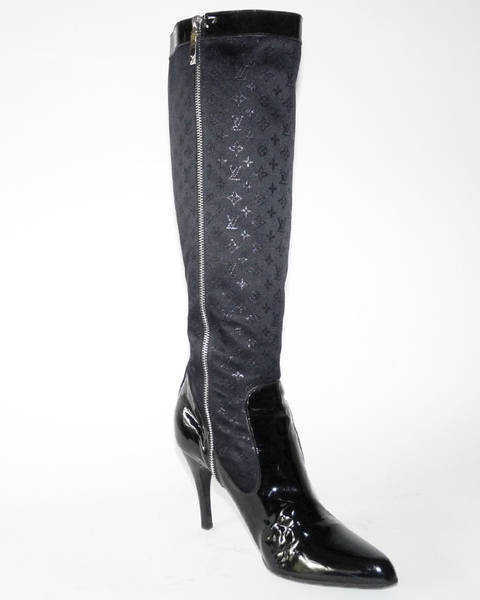 Bottes BALLY Madeleine Suisse Vintage Cuir Et Cuir Verni Noir - Taille 36 (5 US), état Excellent