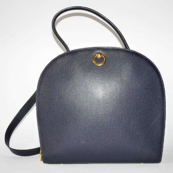 Sac à Main Vanity Vintage Années 70 - Cuir Noir Petite Valise - Anse Cuir, Quincaillerie Dorée - Très Bon état