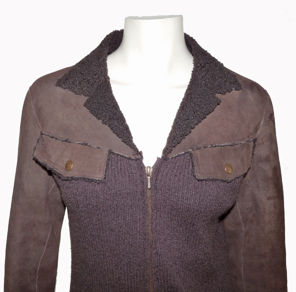 Veste Gilet Maje Modèle Douceur - Taille 36 - Laine Et Cuir - Occasion Très Bon état