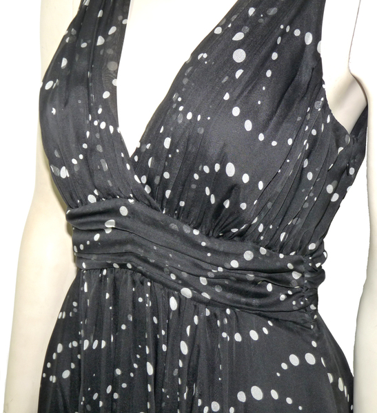 Robe Alberta Ferretti En Mousseline De Soie Noire - Taille IT38/US4, Neuve Sans étiquette, Style Slip, Défilé