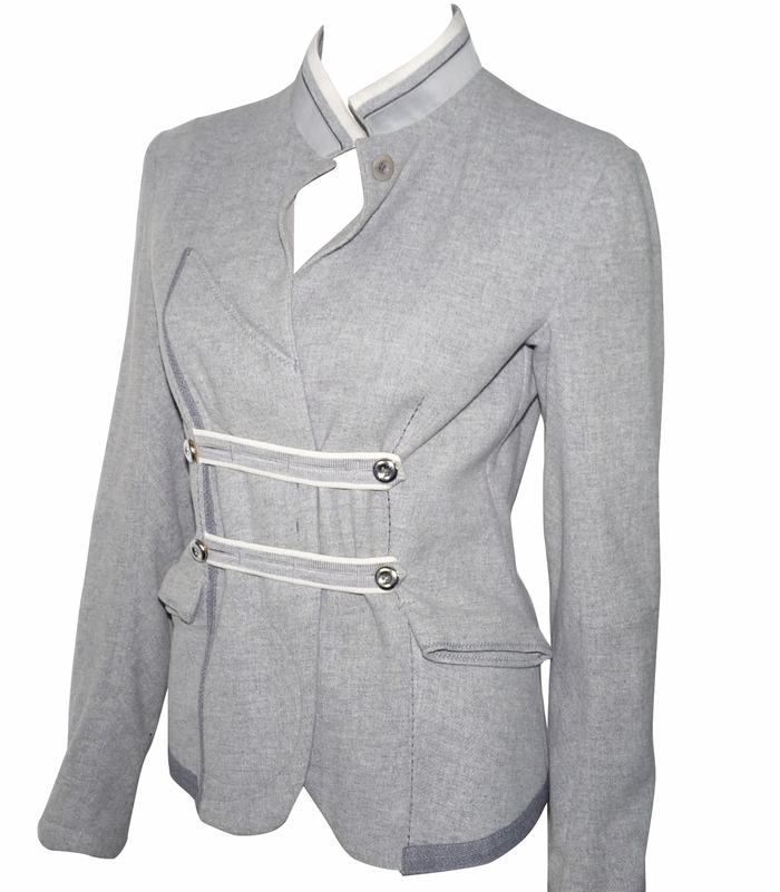 Veste Grise En Laine Imprimée Marithé Et François Girbaud - Taille 38, Occasion Très Bon état