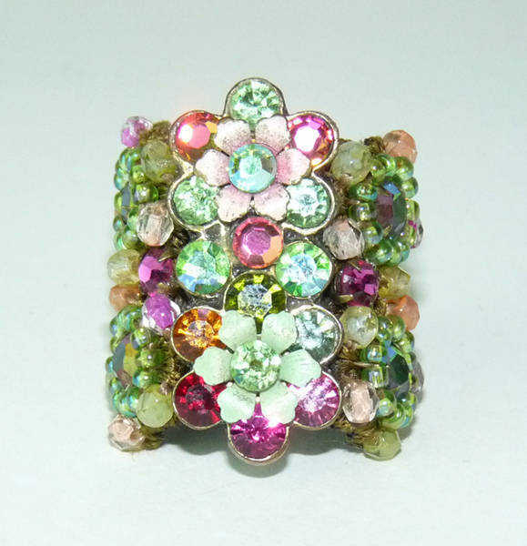 Bracelet Manchette Large Michal Negrin Multicolore + Sa Bague Assortie - Occasion