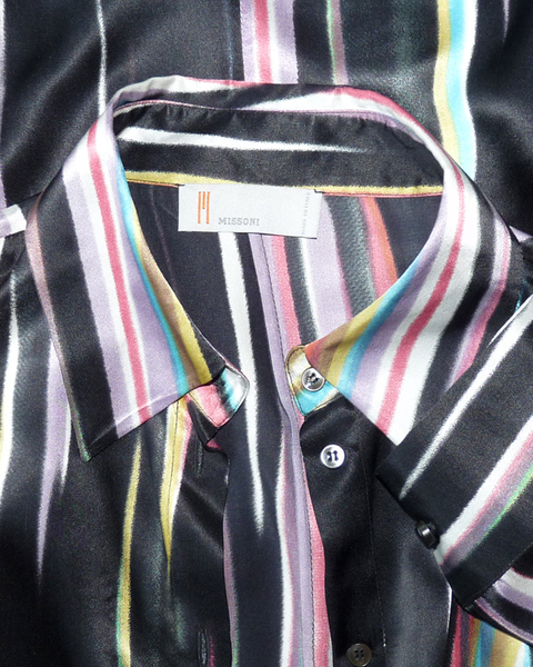 Chemise Missoni Homme En Soie - Taille L (52) - Motif Chevaux, Multicolore