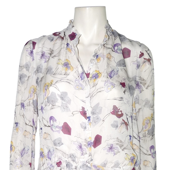 Tunique Luxe En Soie Viscose Gris HIGH USE Taille L - Manches Courtes, Neuf Avec étiquettes, Coupe Basique