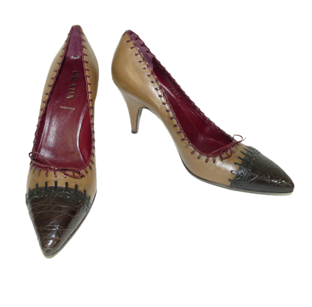 Escarpins La Scarpa Cuir Beige Clair Taille 36.5 - Ouverts, Talons 2-7 Cm, Occasion Très Bon état