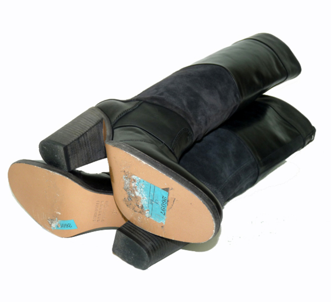 Bottes Maison Martin Margiela - Cuir Noir - Bout Rond - Taille 7/37 - Occasion Avec Marques D'usure