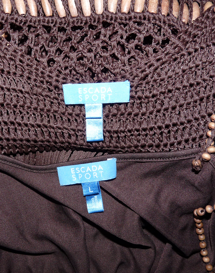 Robe Escada Sport En Maille Tricotée - Taille 38 EU, Gris Clair/brun, Coupe Ajustée Courte - Occasion Très Bon état