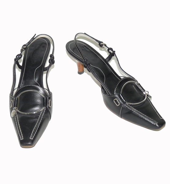 Escarpins Sixième Sens En Cuir Noir - Taille 37 - Talons Hauts - Très Bon état
