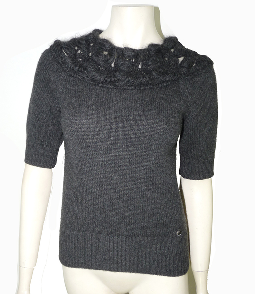 Pull Court 100% Cachemire Sandini - Gris Clair - Taille XL - Occasion Très Bon état
