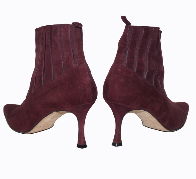 Bottes Basses Manolo Blahnik En Daim Noir Ajouré - Pointure 38,5 - Occasion - Style Élégant Femme