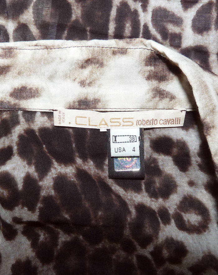 Chemisier Roberto Cavalli Pour Femme - Taille 42, Gris/métallique, Manches Ballon, Neuf En Très Bon état Occasion