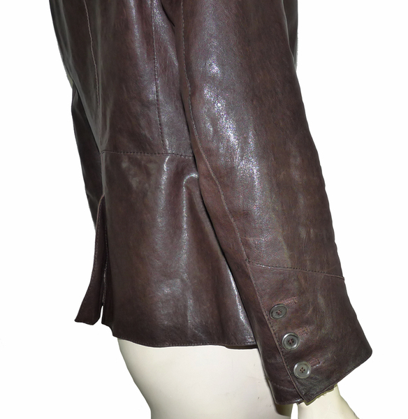 Veste En Cuir D'Agneau Matelassée HUGO BOSS ORANGE - Marron - Taille 46/S - Occasion Excellent état