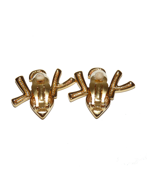 Boucles D'oreilles Clips Vintage Yves Saint Laurent YSL - Collection Arty, Motif Pépite Doré