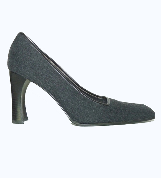 Escarpins LA SOURCE En Tissu Gris Chiné - Taille 41, Très Bon état, Modèle Original !