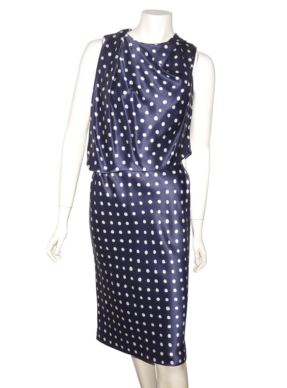TOM TAILOR 1045309 Robe à Pois Structure Bleu Marine Multicolore Pour Femme - Taille 42 - Coupe Regular Fit