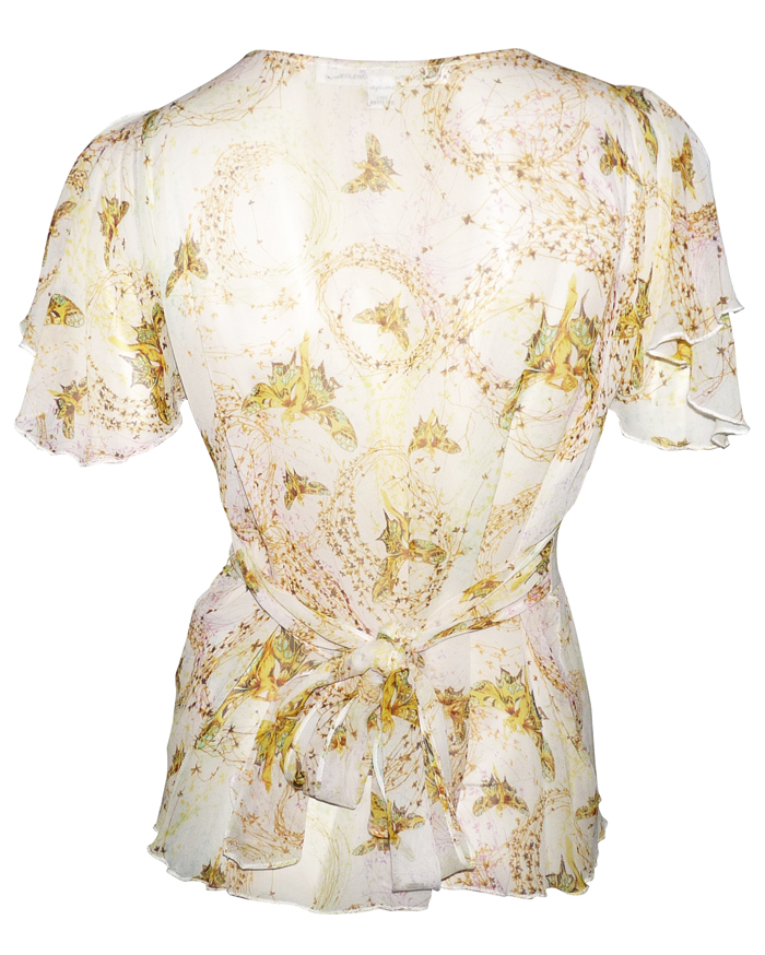 Haut En Soie Diane Von Furstenberg – Col Volant Blanc Ivoire, Taille L, Neuf Avec étiquettes