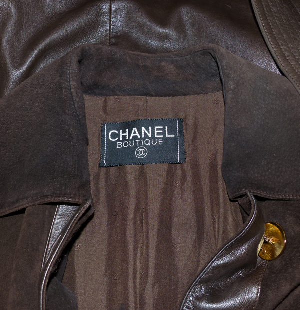 Manteau Vintage En Cuir Noir MIC Cognac – Taille L, Années 50, Ceinture, Doublure Tartan, Occasion Très Bon état