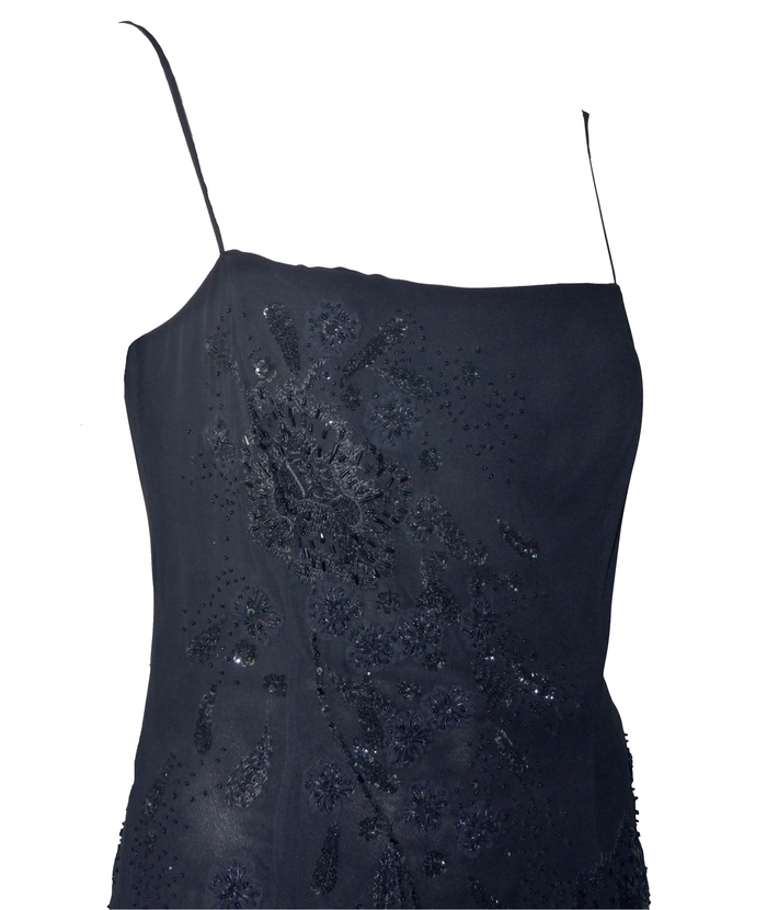 Robe Cocktail Valentino Femme En Soie Noire - Col V, Volants - Taille 6 - Occasion Comme Neuve