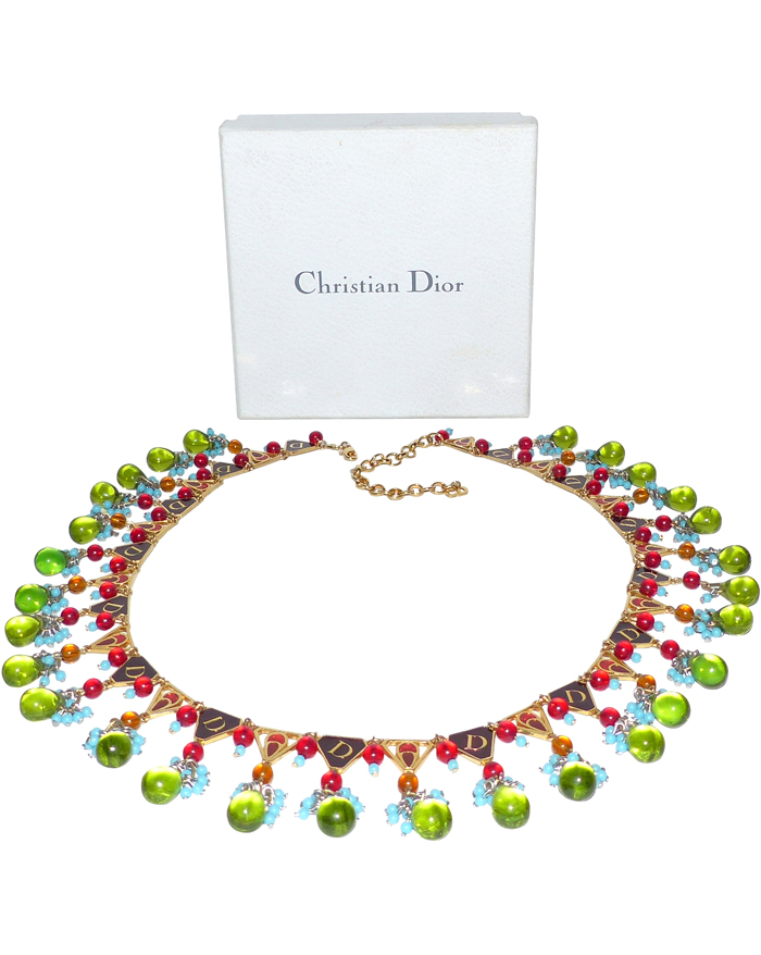 Collier De Perles En Pâte De Verre Multicolore Ancien – Longueur 50 Cm – Occasion En Bel état
