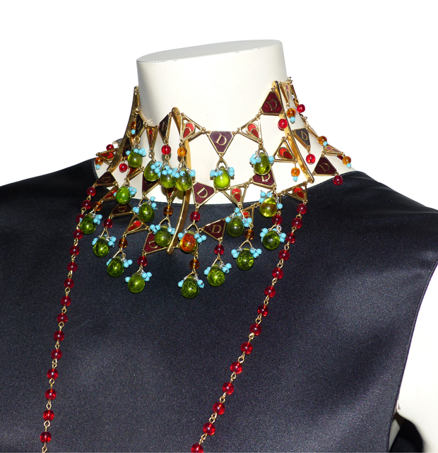 Collier Sautoir Vintage En Perles De Verre Bleues - Neuf Sans Emballage