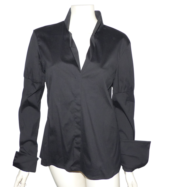 Chemisier Noir Stretch M&S Taille 20 - Manches Longues, Coton élasthanne, Neuf Avec étiquettes
