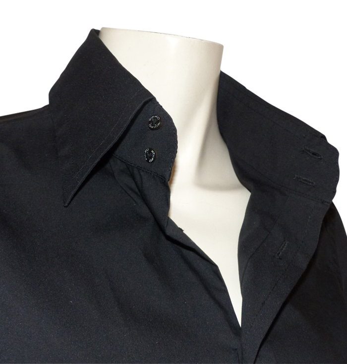 Chemisier Noir M&S Taille 20 - Coton Stretch Manches Longues - Neuf Avec étiquettes