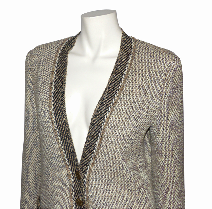 Veste Valentino En Laine Et Soie Tweed Marron - Taille 8 Italie - Occasion Excellent état