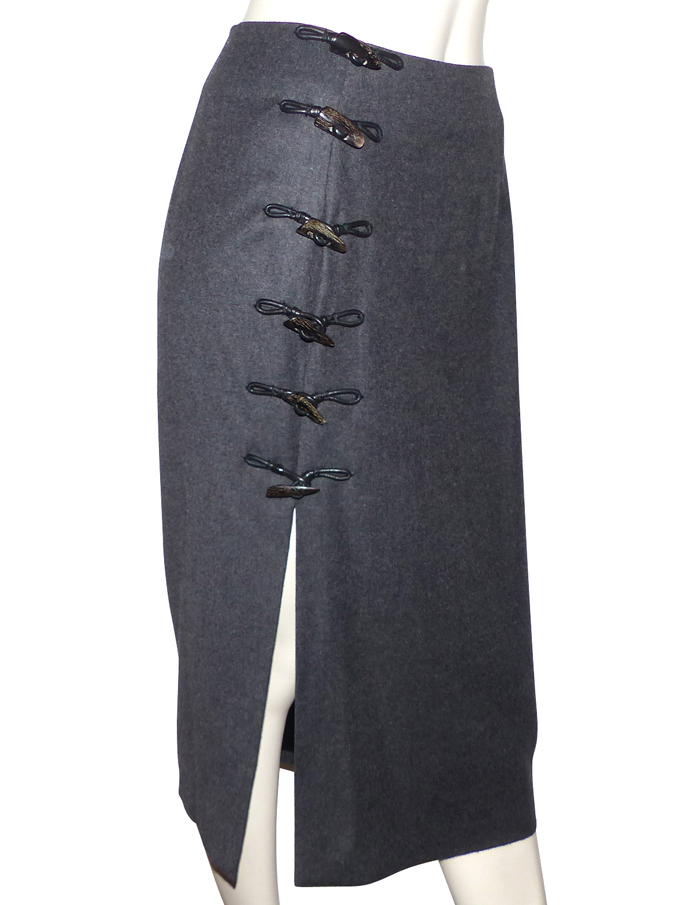 Jupe Denim Kaki Signée Galliano – Taille M, Mini Et Jamais Portée