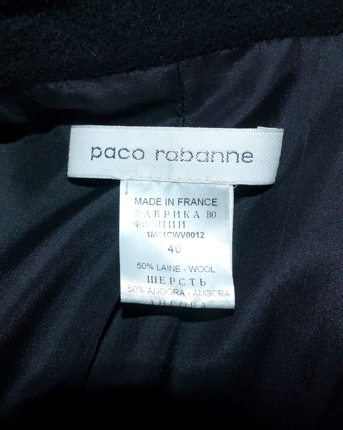 Pull Paco Rabanne Laine & Soie Noir Avec Médaillon Doré - Taille L, Ourlet - État Parfait Occasion