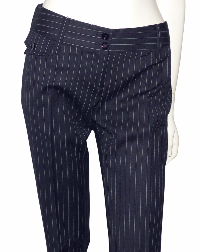 Pantalon En Laine Gris Dolce & Gabbana - Taille 40 - Coupe Conique, Fermeture Zippée - Occasion Très Bon état