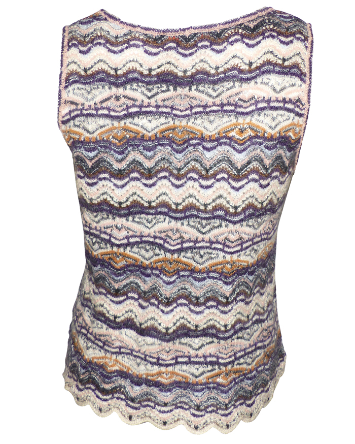 Débardeur / Haut à Bretelles MISSONI - Taille 40 (FR) - Marron Rayé - Coton/Lycra - Made In Italy