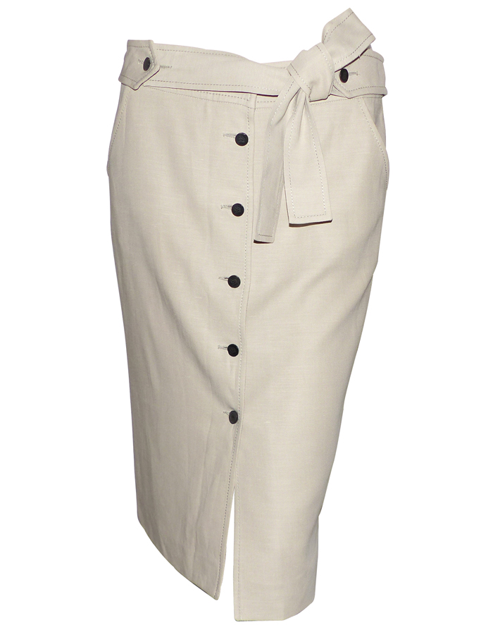 Jupe Crayon Valentino En Coton Beige Clair Taille 38 FR (10 UK) - Occasion Très Bon état