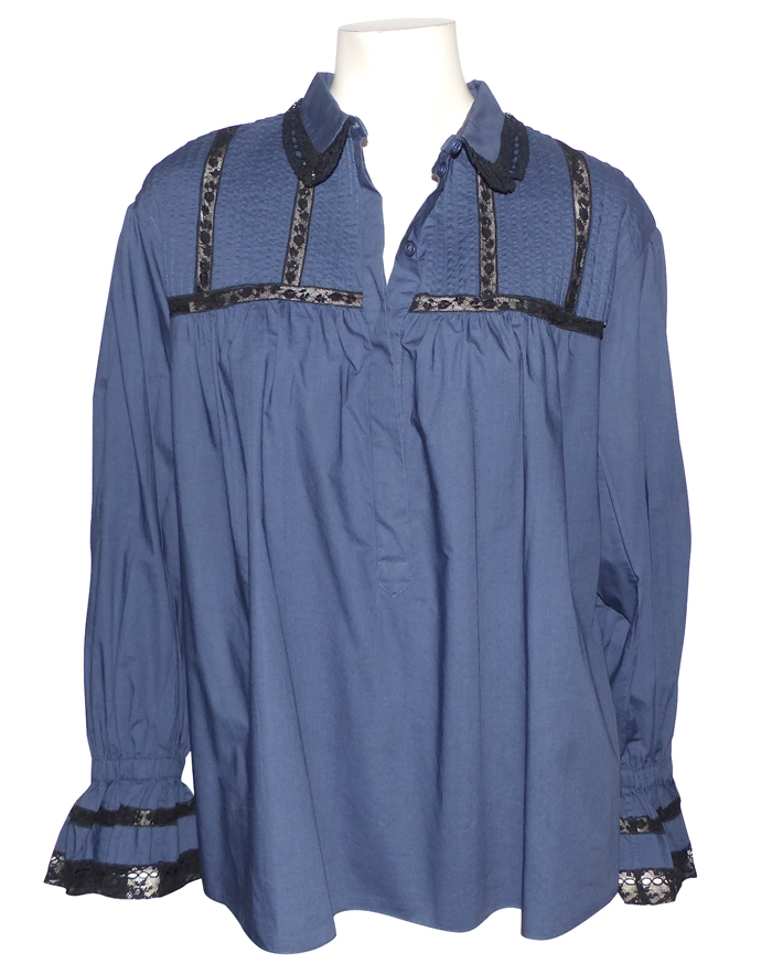 Pull Sonia Rykiel En Velours Coton - Bleu - Taille L - Manches Courtes - Occasion Très Bon État