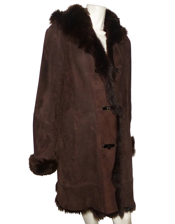 Sam Rone Paris depot vente de luxe en ligne sam rone manteau occasion daim et fourrure ...