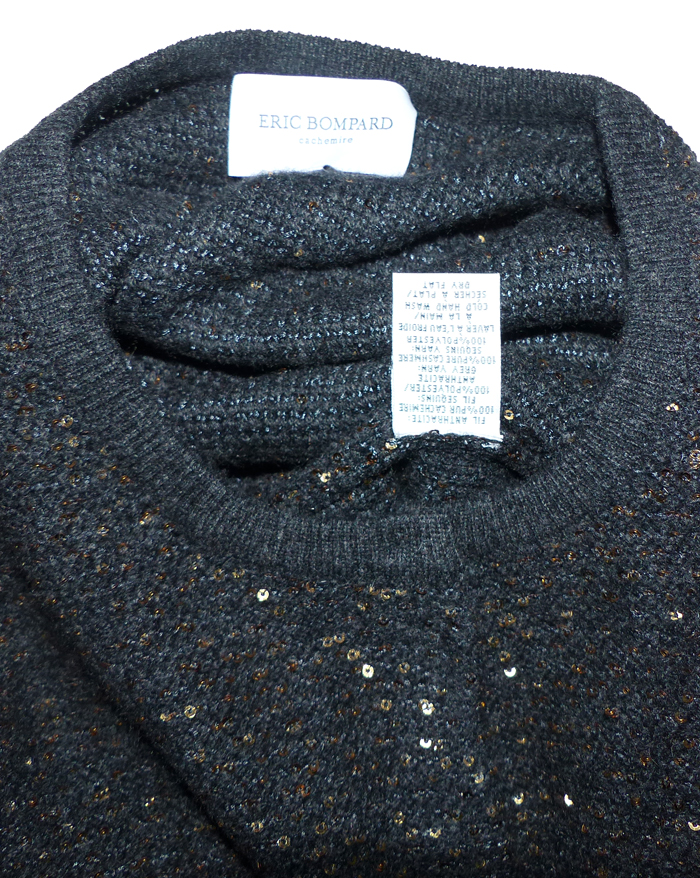 Gilet Bompard En Cachemire Et Soie - Taille L, Couleur Gris Et Bleu, Occasion En Très Bon état