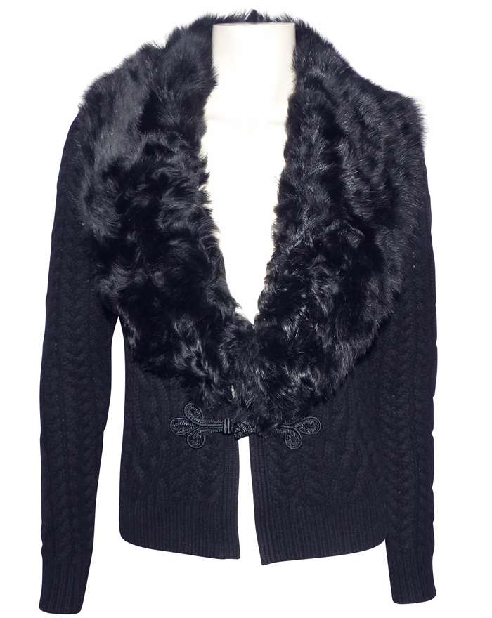 Gilet Cardigan Fourrure Tricot Chic – Taille 36, Comme Neuf