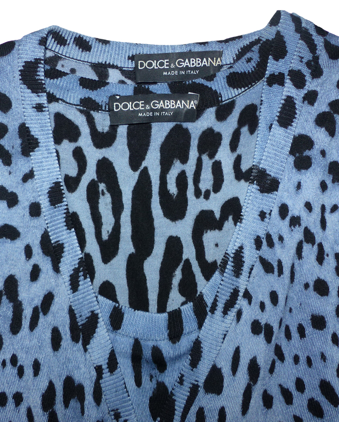 T-shirt Débardeur Dolce & Gabbana Design Gio Ponti - Bleu Et Blanc - Tailles M, L, XL - Neuf Avec étiquettes
