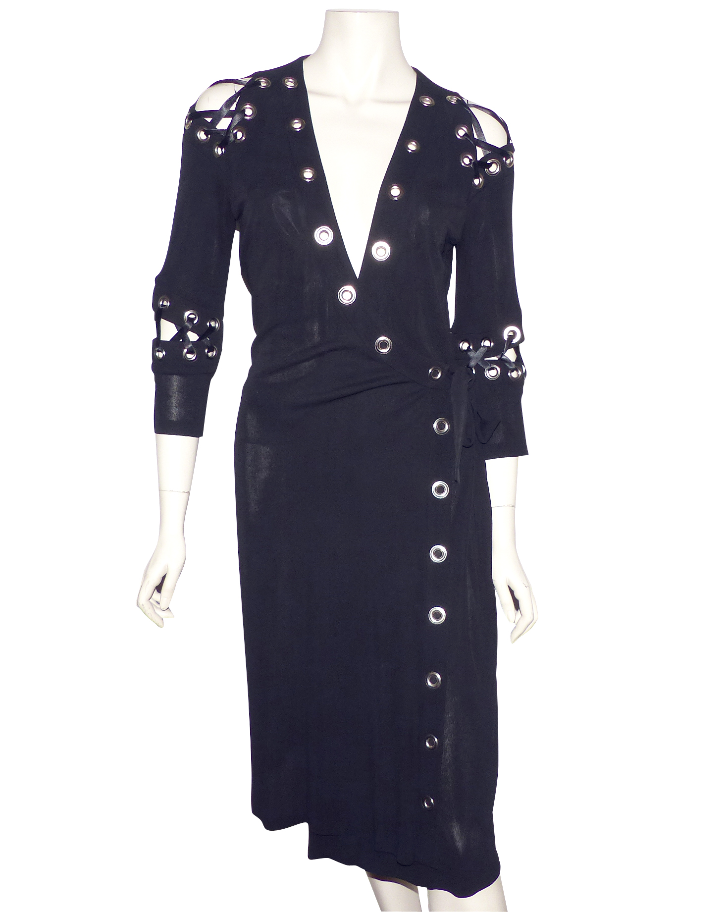 Robe Diane Von Furstenberg Urara à Oeillets Noir Taille 12 - Occasion Très Bon état (portée Une Fois)