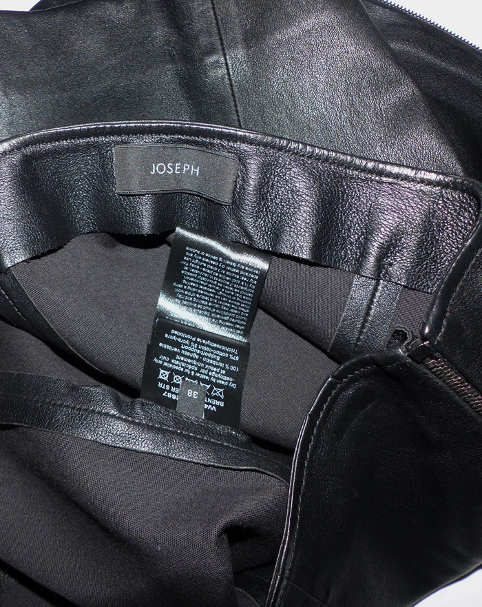 Jupe Crayon En Cuir Joseph - Noire - Longueur Genou - Occasion Très Bon état