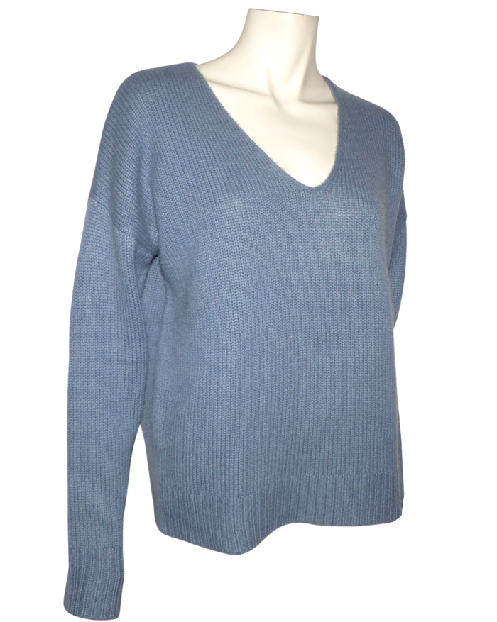 Pull Benetton - Taille L (?) - Bleu Mélangé Soie Et Cachemire - Occasion Très Bon état - TOP