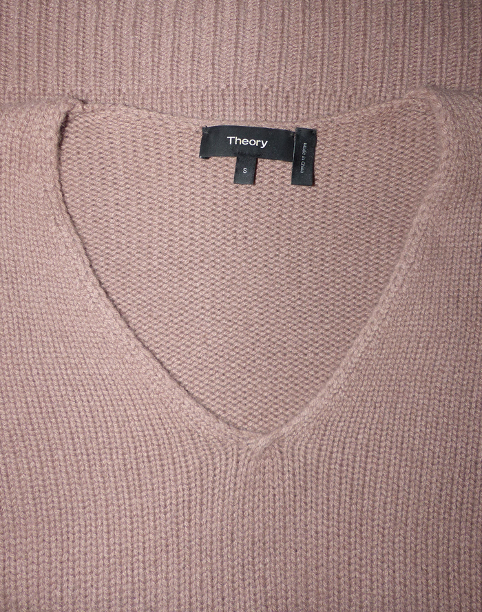 Pull Theory Rose Laine/cachemire Taille M - Col Rond Manches Longues Avec Poche