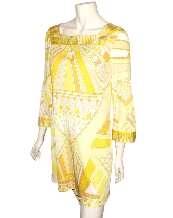 Robe Jaune En Dentelle Emilio Pucci - Taille 40 - Occasion Très Bon état