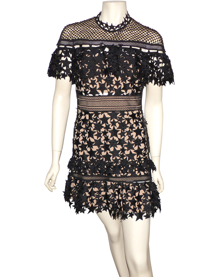 Robe Noire étoilée épaules Froides - Taille 8 - New Look - Occasion TBEG